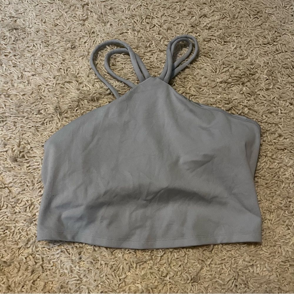 gilly hicks grey halter athletic top size medium